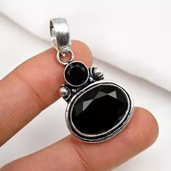Подвеска из черной шпинели, подвеска из стерлингового серебра 925 пробы, ювелирные изделия ручной работы из драгоценных камней, подарки для жены, совершенно новая подвеска 1.93 Inches чёрный