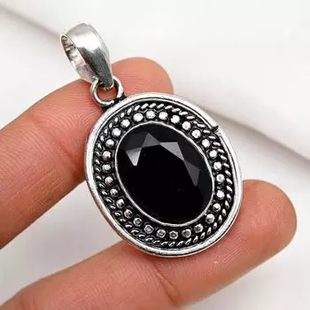 Подвеска из черной шпинели, подвеска из стерлингового серебра 925 пробы, ювелирные изделия ручной работы из драгоценных камней, подарки для жены, совершенно новая подвеска 1.88 Inches чёрный