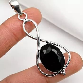 Подвеска из черной шпинели, подвеска из стерлингового серебра 925 пробы, ювелирные изделия ручной работы из драгоценных камней, подарки для жены, совершенно новая подвеска 2.48 Inches чёрный