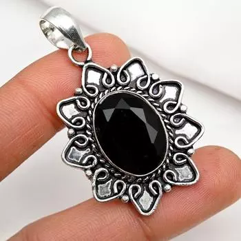 Подвеска из черной шпинели, подвеска из стерлингового серебра 925 пробы, ювелирные изделия ручной работы из драгоценных камней, подарки для жены, совершенно новая подвеска 2.20 Inches чёрный