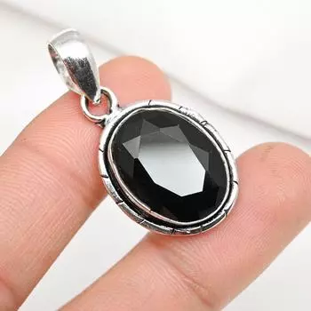 Подвеска из черной шпинели, подвеска из стерлингового серебра 925 пробы, ювелирные изделия ручной работы из драгоценных камней, подарки для жены, совершенно новая подвеска 1.57 Inches чёрный
