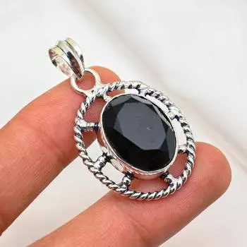 Подвеска из черной шпинели, подвеска из стерлингового серебра 925 пробы, ювелирные изделия ручной работы из драгоценных камней, подарки для жены, совершенно новая подвеска 1.96 Inches чёрный