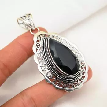 Подвеска из черной шпинели, подвеска из стерлингового серебра 925 пробы, ювелирные изделия ручной работы из драгоценных камней, подарки для жены, совершенно новая подвеска 2.67 Inches чёрный