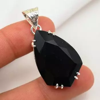 Подвеска из черной шпинели, подвеска из стерлингового серебра 925 пробы, ювелирные изделия ручной работы из драгоценных камней, подарки для жены, совершенно новая подвеска 1.81 Inches чёрный