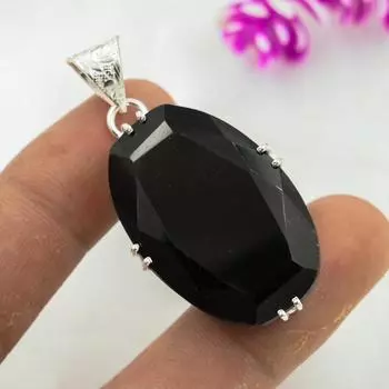 Подвеска из черной шпинели, подвеска из стерлингового серебра 925 пробы, ювелирные изделия ручной работы из драгоценных камней, подарки для жены, совершенно новая подвеска 1.88 Inches чёрный