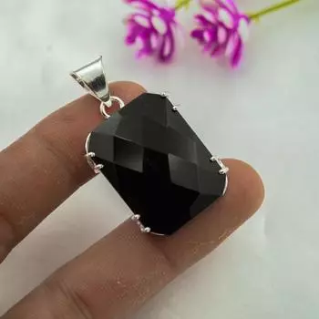 Подвеска из черной шпинели, подвеска из стерлингового серебра 925 пробы, ювелирные изделия ручной работы из драгоценных камней, подарки для жены, совершенно новая подвеска 1.69 Inches чёрный