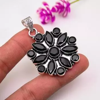 Подвеска из черной шпинели, подвеска из стерлингового серебра 925 пробы, ювелирные изделия ручной работы из драгоценных камней, подарки для жены, совершенно новая подвеска 2.16 Inches чёрный