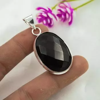 Подвеска из черной шпинели, подвеска из стерлингового серебра 925 пробы, ювелирные изделия ручной работы из драгоценных камней, подарки для жены, совершенно новая подвеска 1.73 чёрный