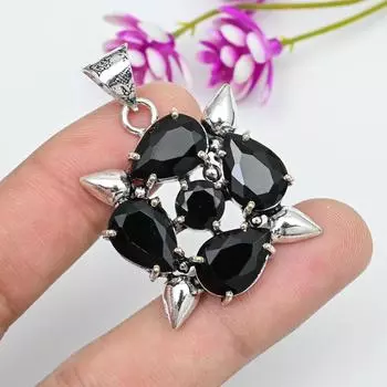 Подвеска из черной шпинели, подвеска из стерлингового серебра 925 пробы, ювелирные изделия ручной работы из драгоценных камней, подарки для жены, совершенно новая подвеска