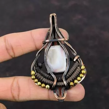 Подвеска из черной жемчуга и меди, подвеска в виде проволоки, подвеска ручной работы, подвеска в виде медной проволоки, ювелирное изделие, подарок на помолвку, ювелирные изделия из натуральных драгоценных камней