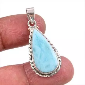 Подвеска из чистого серебра 925 пробы Natural Republic с драгоценным камнем Ларимар 1,50 дюйма d0j79