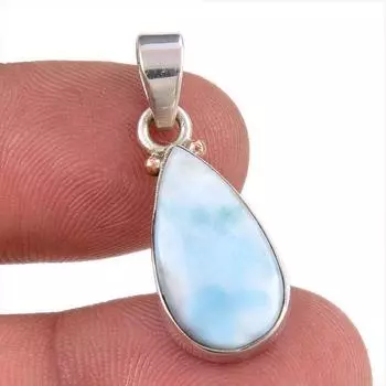 Подвеска из чистого серебра 925 пробы Natural Republic Larimar с драгоценным камнем 1,25 дюйма i8L65