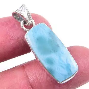 Подвеска из чистого серебра 925 пробы Natural Republic Larimar с драгоценным камнем 1,25 дюйма I7u18
