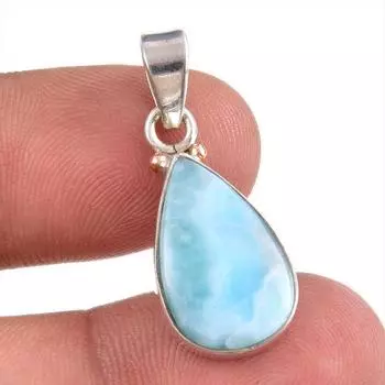 Подвеска из чистого серебра 925 пробы Natural Republic Larimar с драгоценным камнем 1,25 дюйма h3Z85