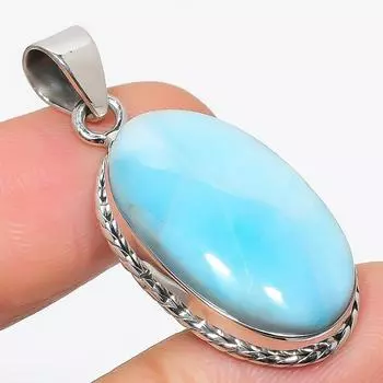Подвеска из чистого серебра 925 пробы Natural Republic Larimar с драгоценным камнем 1,75 дюйма J3s63