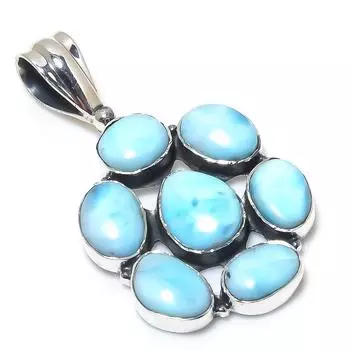Подвеска из чистого серебра 925 пробы Natural Republic Larimar с драгоценным камнем 1,75 дюйма U3p92