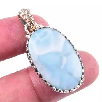 Подвеска из чистого серебра 925 пробы Natural Republic Larimar с драгоценным камнем 1,50 дюйма h2W49