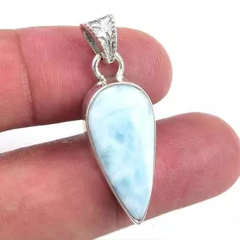 Подвеска из чистого серебра 925 пробы Natural Republic Larimar с драгоценным камнем 1,25 дюйма r4d88