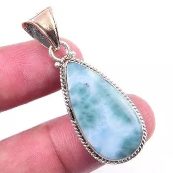 Подвеска из чистого серебра 925 пробы Natural Republic Larimar с драгоценным камнем 1,75 дюйма m0l53
