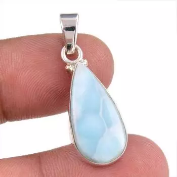 Подвеска из чистого серебра 925 пробы Natural Republic Larimar с драгоценным камнем 1,25 дюйма d3U11
