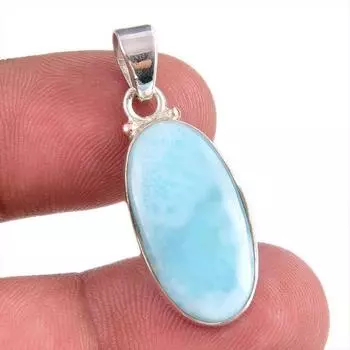 Подвеска из чистого серебра 925 пробы Natural Republic Larimar с драгоценным камнем 1,25 дюйма i7y17