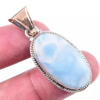 Подвеска из чистого серебра 925 пробы Natural Republic Larimar с драгоценным камнем 1,50 дюйма v3Y85