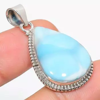 Подвеска из чистого серебра 925 пробы Natural Republic Larimar с драгоценным камнем 1,75 дюйма T7C16