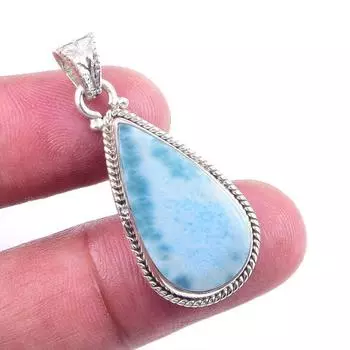 Подвеска из чистого серебра 925 пробы Natural Republic с драгоценным камнем Ларимар 1,50 дюйма S0W90