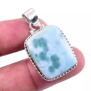 Подвеска из чистого серебра 925 пробы Natural Republic Larimar с драгоценным камнем 1,50 дюйма V4p49
