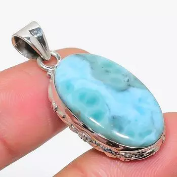 Подвеска из чистого серебра 925 пробы Natural Republic Larimar с драгоценным камнем 1,75 дюйма K9W09