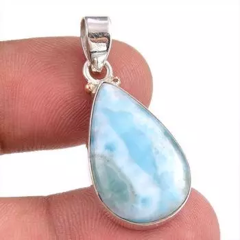 Подвеска из чистого серебра 925 пробы Natural Republic Larimar с драгоценным камнем 1,25 дюйма w3K72