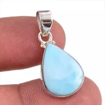 Подвеска из чистого серебра 925 пробы Natural Republic Larimar с драгоценным камнем 1,25 дюйма c4t84