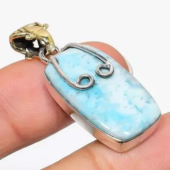 Подвеска из чистого серебра 925 пробы Natural Republic Larimar с драгоценным камнем 1,50 дюйма t3Y48
