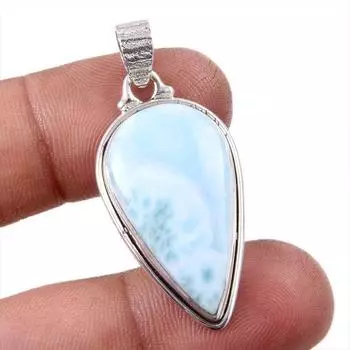 Подвеска из чистого серебра 925 пробы Natural Republic Larimar с драгоценным камнем 1,75 дюйма k1t02