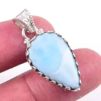 Подвеска из чистого серебра 925 пробы Natural Republic Larimar с драгоценным камнем 1,25 дюйма S6w60