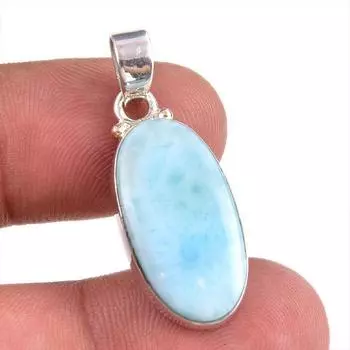 Подвеска из чистого серебра 925 пробы Natural Republic Larimar с драгоценным камнем 1,25 дюйма i7L66