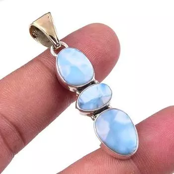 Подвеска из чистого серебра 925 пробы Natural Republic Larimar, подарочное ювелирное изделие, 2 дюйма, J3s19