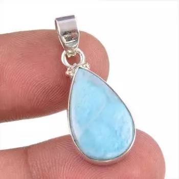 Подвеска из чистого серебра 925 пробы Natural Republic Larimar с драгоценным камнем 1,25 дюйма J7v75