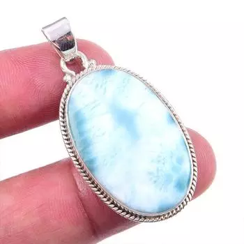 Подвеска из чистого серебра 925 пробы Natural Republic Larimar с драгоценным камнем 1,75 дюйма M5d11