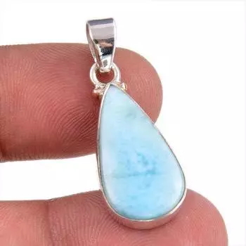 Подвеска из чистого серебра 925 пробы Natural Republic Larimar с драгоценным камнем 1,25 дюйма I7b67
