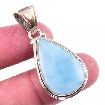 Подвеска из чистого серебра 925 пробы Natural Republic Larimar с драгоценным камнем 1,50 дюйма J9F48