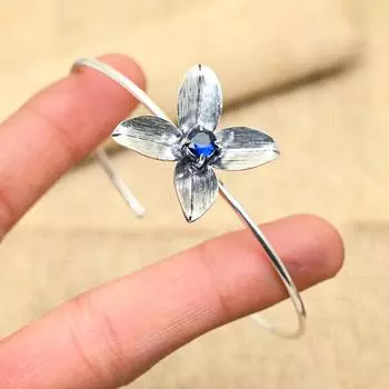 Подвеска из чистого серебра 925 пробы с синим сапфиром, созданный в лаборатории драгоценный камень ручной работы