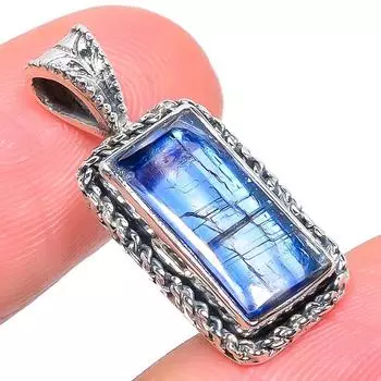 Подвеска из чистого серебра 925 пробы с натуральным кианитом ручной работы 1,02 дюйма r7R49