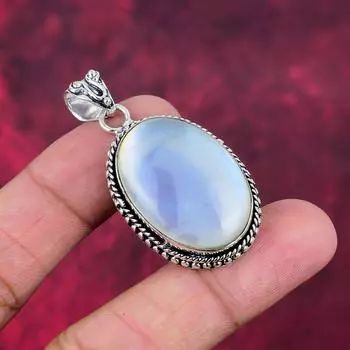 Подвеска из чистого серебра 925 пробы с мистическим опалом, подвеска из драгоценных камней ручной работы, ко Дню памяти 2.04 Inches белый