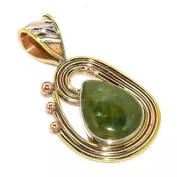 Подвеска из чистого серебра 925 пробы с натуральной океанской яшмой, двухцветная, 1,50 дюйма, e1L32