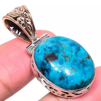 Подвеска из чистого серебра 925 пробы с натуральной тибетской бирюзой в тон буксира 1,62 дюйма O6F72