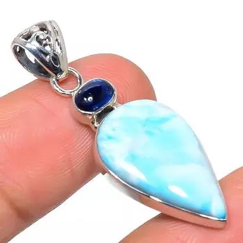 Подвеска из чистого серебра 925 пробы с ларимаром Natural Republic, кианитом, 1,65 дюйма, H4r75
