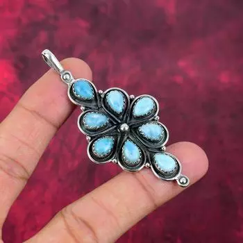 Подвеска из чистого серебра 925 пробы с синим халцедоном, ювелирные изделия с подвеской из драгоценных камней ручной работы, подарки для жены, абсолютно новый кулон 3.03 Inches синий