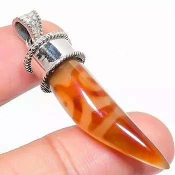 Подвеска из чистого серебра 925 пробы с натуральным сердоликом ручной работы 2 дюйма g1Y41