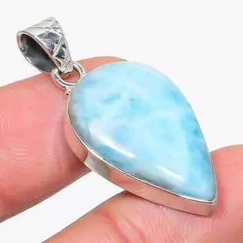 Подвеска из чистого серебра 925 пробы с драгоценным камнем Natural Republic Larimar, размер 1,75 дюйма, H6w89